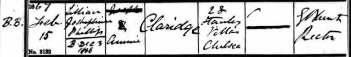 Baptism entry