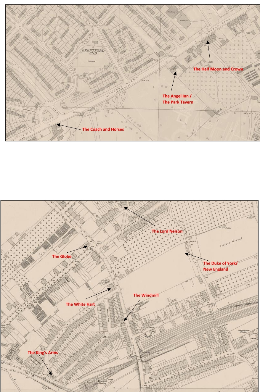 Map showing Brentford pubs