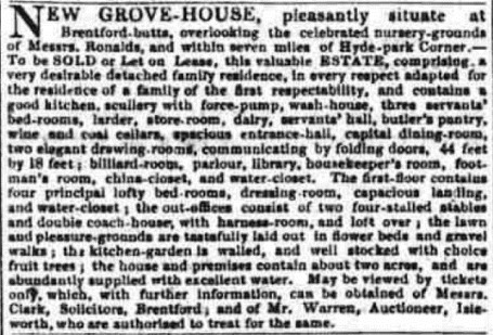 New Grove House sale ad