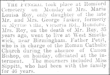 News account of Maria Roy's funeral