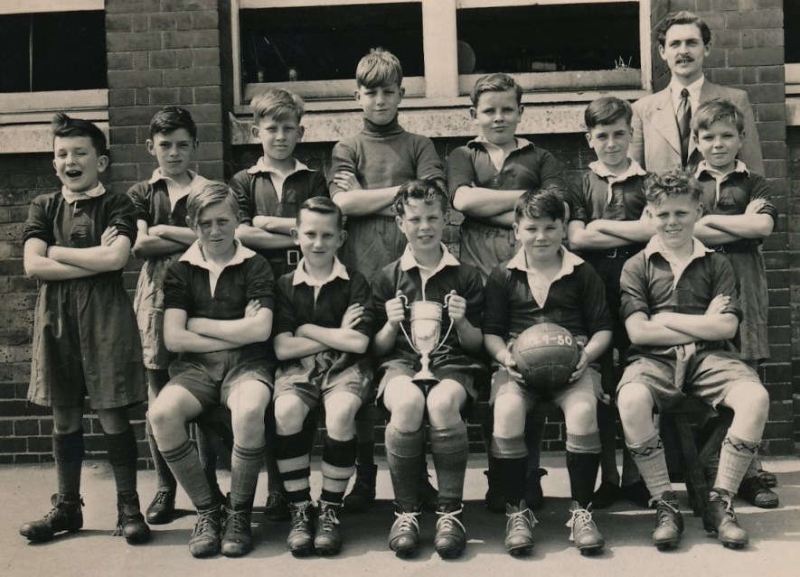 Football team in school playground