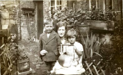 Family in garden