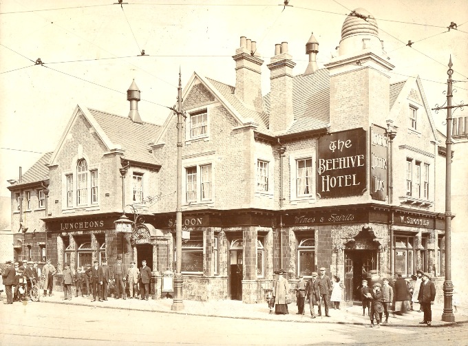 Beehive Hotel with crowd outside