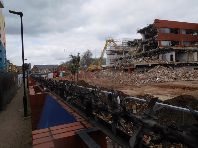 March 2023: view from Timber walk Wharf towards High Street