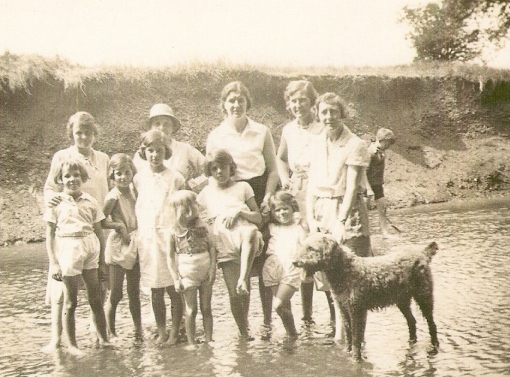 Group paddling in river