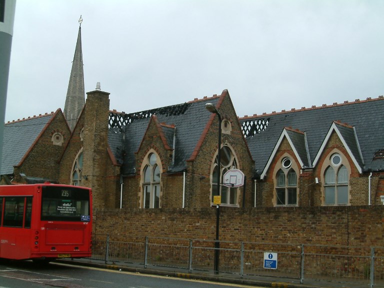 View with the spire of St Paul's church in the background